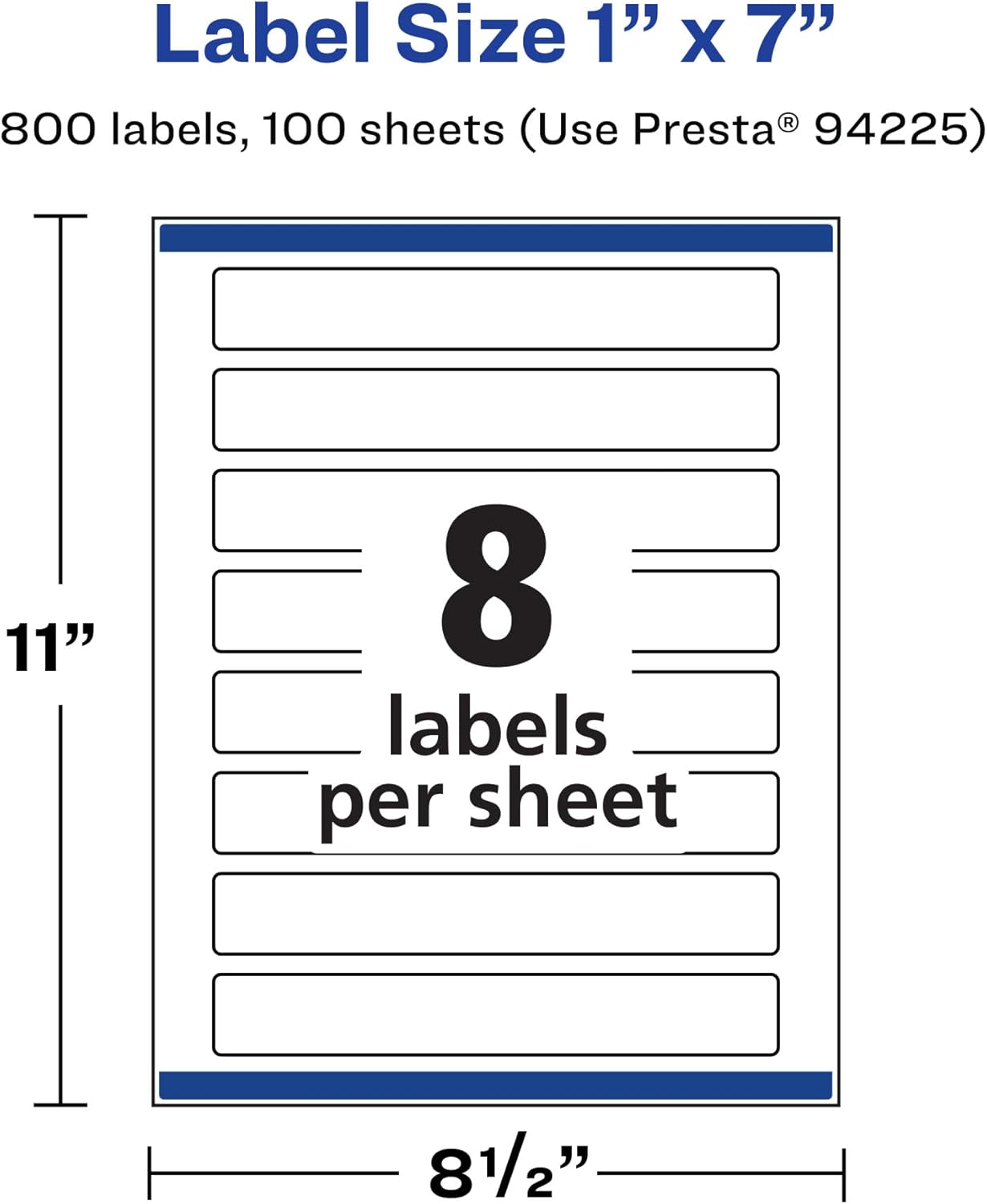 Avery Printable Durable White Rectangle Labels, Sure Feed Technology, 1" x 7", Print-to-the-Edge, Waterproof Labels, Laser & Pigment-Based Inkjet Compatible, 800 Total