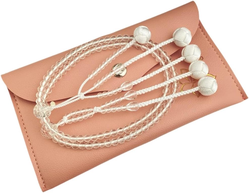 [WONDERFUL LOTUS 妙｜蓮｜花]日蓮宗 女性用 本式数珠 8 寸 S サイズ 128 面切子水晶共仕立 天然石二連仕立