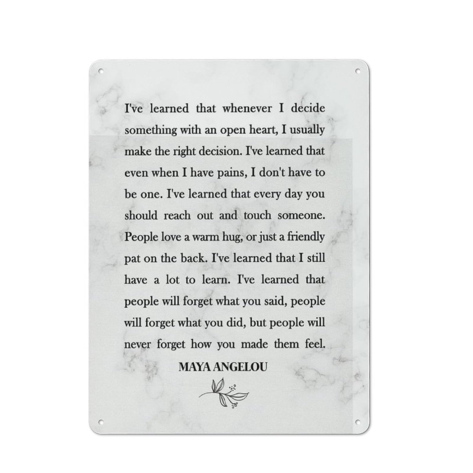Maya Angelou Inspirational Quote Decor, Book Page Print Inspirational Wall Art, Motivational Wall Art, Famous Quote, Gift for Home and Office Decor 8x12 Inch