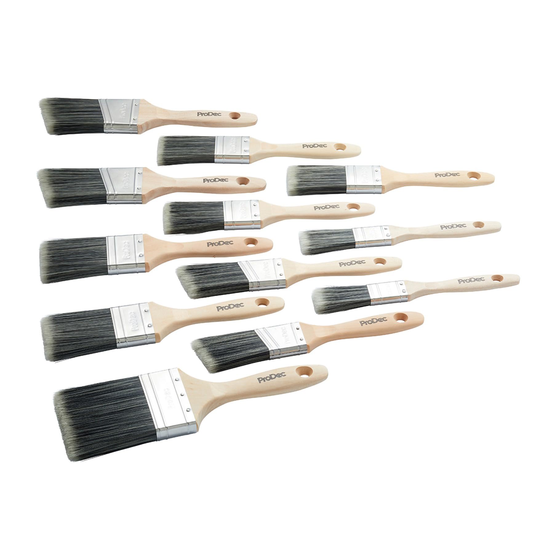 ProDec Decorator's Lot de 12 pinceaux de Peinture Comprenant des pinceaux à découper pour Une Finition Lisse avec émulsion, Brillants, peintures satinées sur Murs, plafonds, Bois, métal – 2 x 1, 5 x