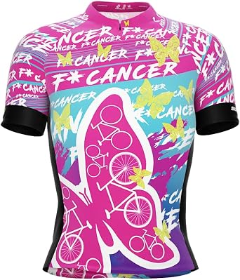 ScudoPro F* Cancer Butterflies Short Sleeve Cycling Jersey for Women