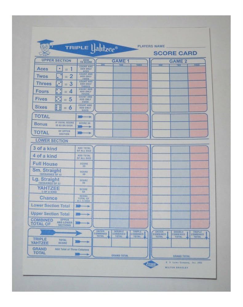 amazon-com-general-foam-plastics-50-triple-yahtzee-score-sheets-cards-sports-outdoors for Free Printable Yahtzee Score Card Amazon.com: General Foam Plastics 50 Triple Yahtzee Score Sheets Cards : Sports & Outdoors for Free Printable Yahtzee Score Card