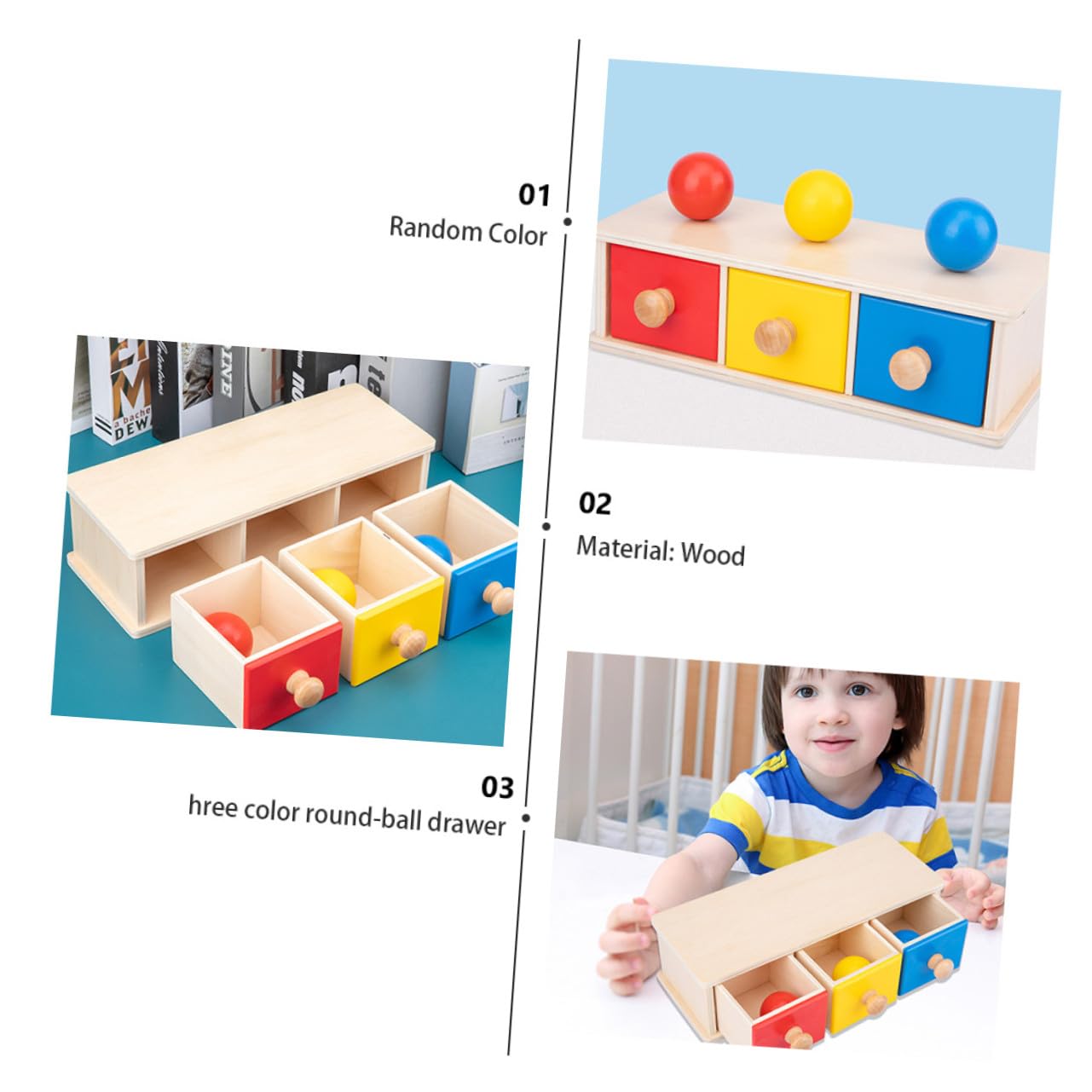 GALPADA Round-Ball Drawer 1 Pz per Ragazzo Ragazza per Didattica Precoce | Gioco Educativo 0-3 Anni, Tre Colori, Attività Genitore-figlio, Giocattolo per Bambin