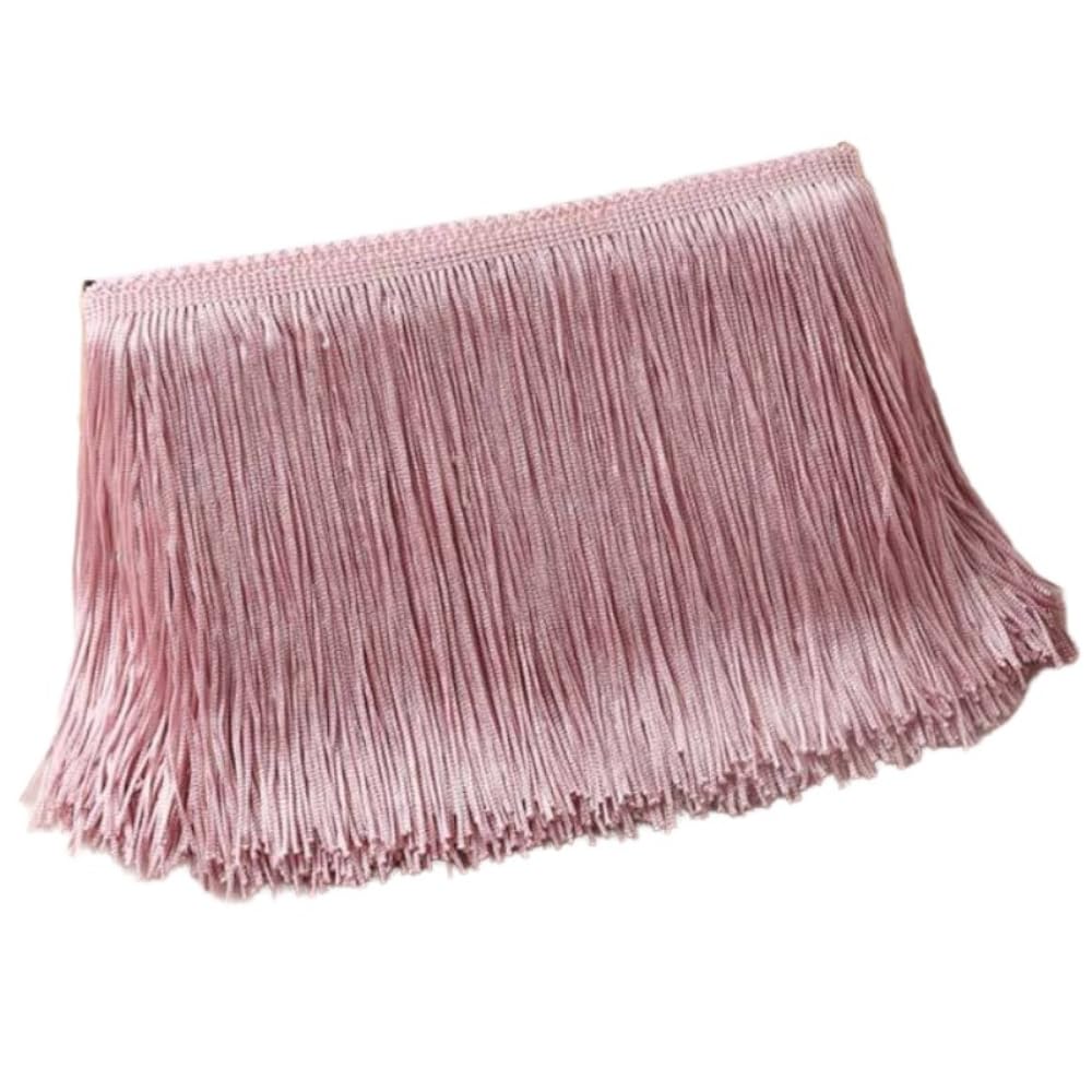 Blausky 10 cm x 2 m Wide Tassel Fringe Trim Dance Fringe Cut Fringe Silky Fringe Ribbon Decorative Ribbon Fringe Trim Ribbons for Sewing, for Latin Dress Lingerie Curtains, Old Rose