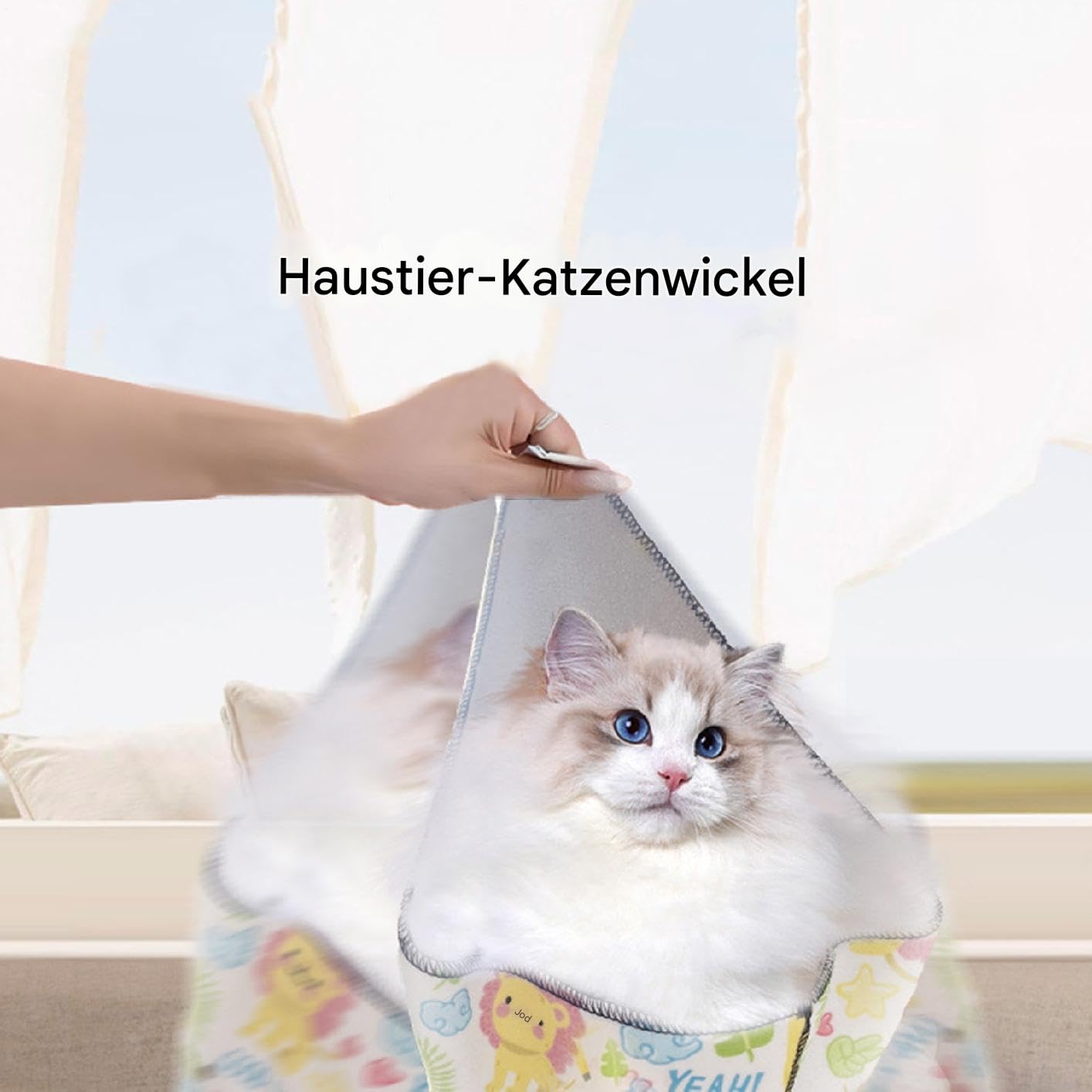 Couverture en tissu pour chat - Réglable - Anti-rayures - Feuille d'enterrement adhésive - Bains de bain pour chat - Doux - Résistant aux morsures - Pour un repos calme