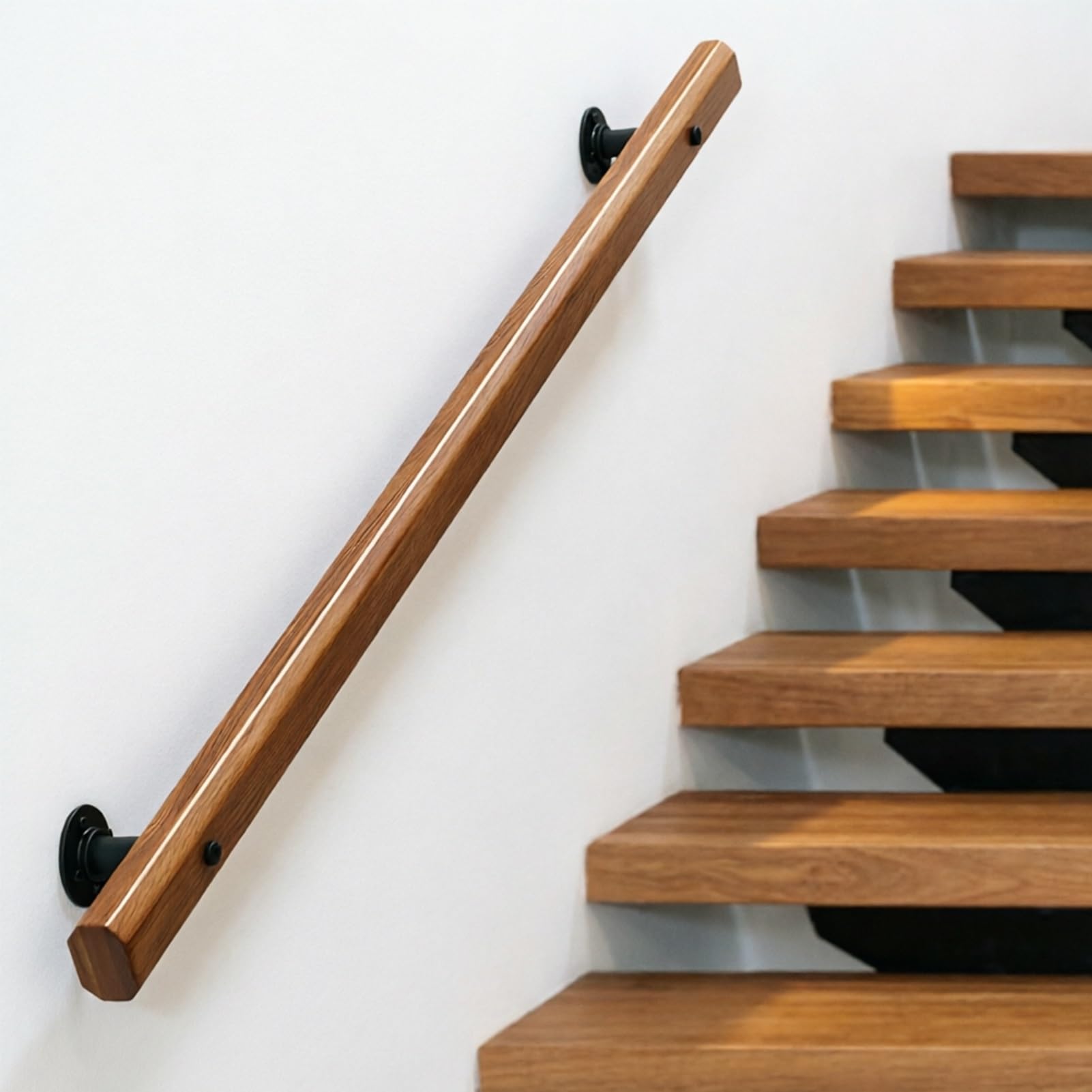 Wooden Handrails, 1ft-15ft Non-Slip Staircase Handrail, Wall Mounted Barrier-Free Staircase Grab Bar(14ft/420cm)