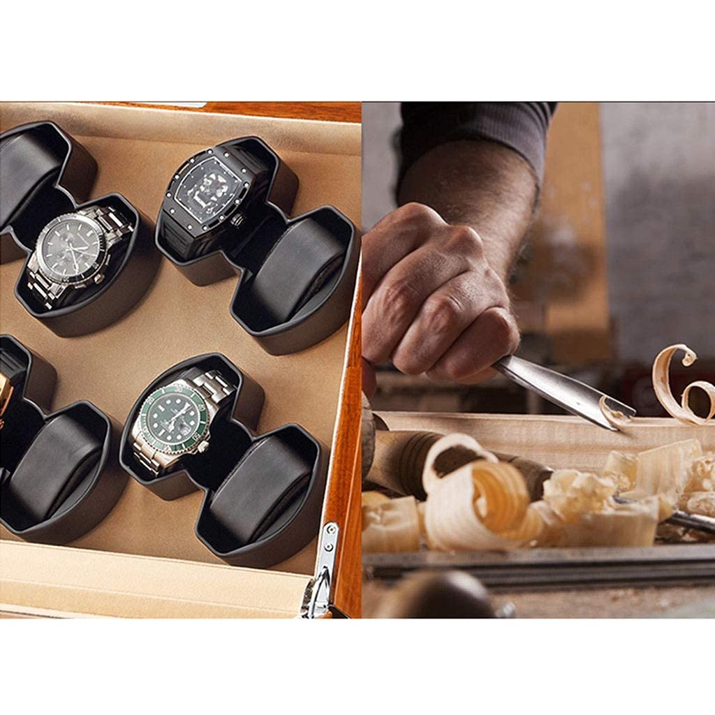 NZPOST Remontoir de Montre Automatique 4 Montres en Bois, boîte à Moteur Silencieux, 5 Modes de Rotation, Montres pour Hommes et Femmes avec USB