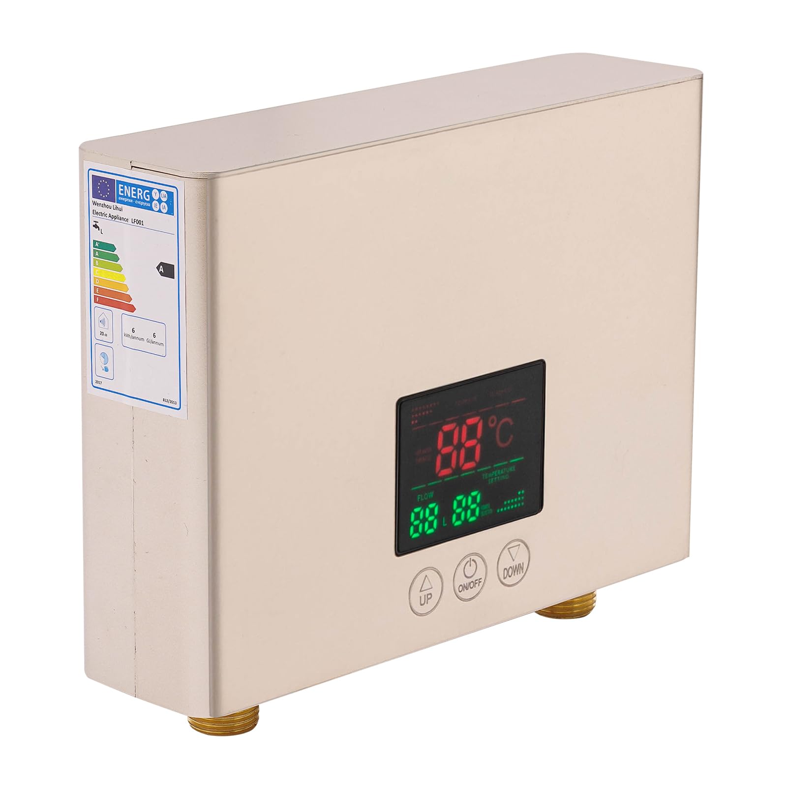 Mini Durchlauferhitzer Küche 3000W, Elektrische Durchlauferhitzer Klein, 30-55 ℃ Elektrische Warmwasserbereiter mit LED Digitalanzeige Panel und Fernbedienung, für Küchen, Waschküchen