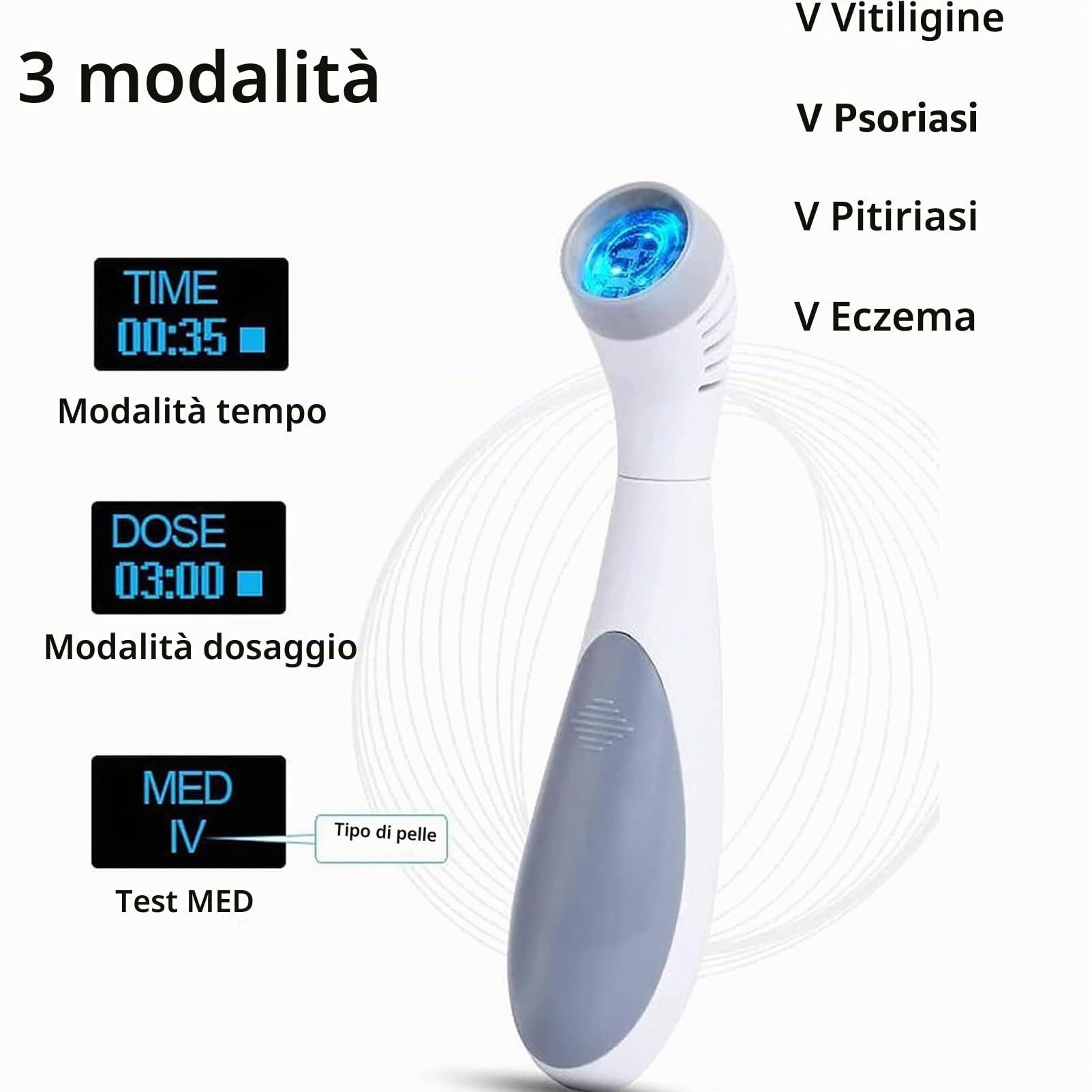 Lampada per Fototerapia UVB, Lampada per Fototerapia a Luce UVB a Banda Stretta da 308 NM con Controllo Timer Digitale LCD, per Disturbi della Pelle, Corpo E Cuoio Capelluto