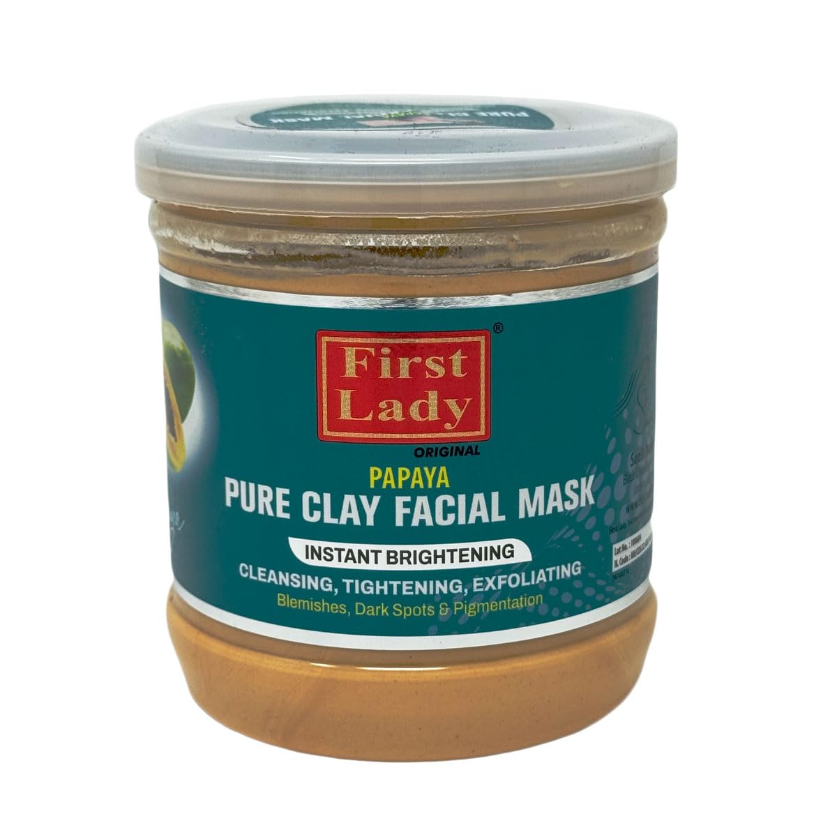 First Lady Papaya Clay Face Mask 440g, Brightening & Deep Cleansing Face Mask, Pore Minimising, Oil Control & Acne Treatment