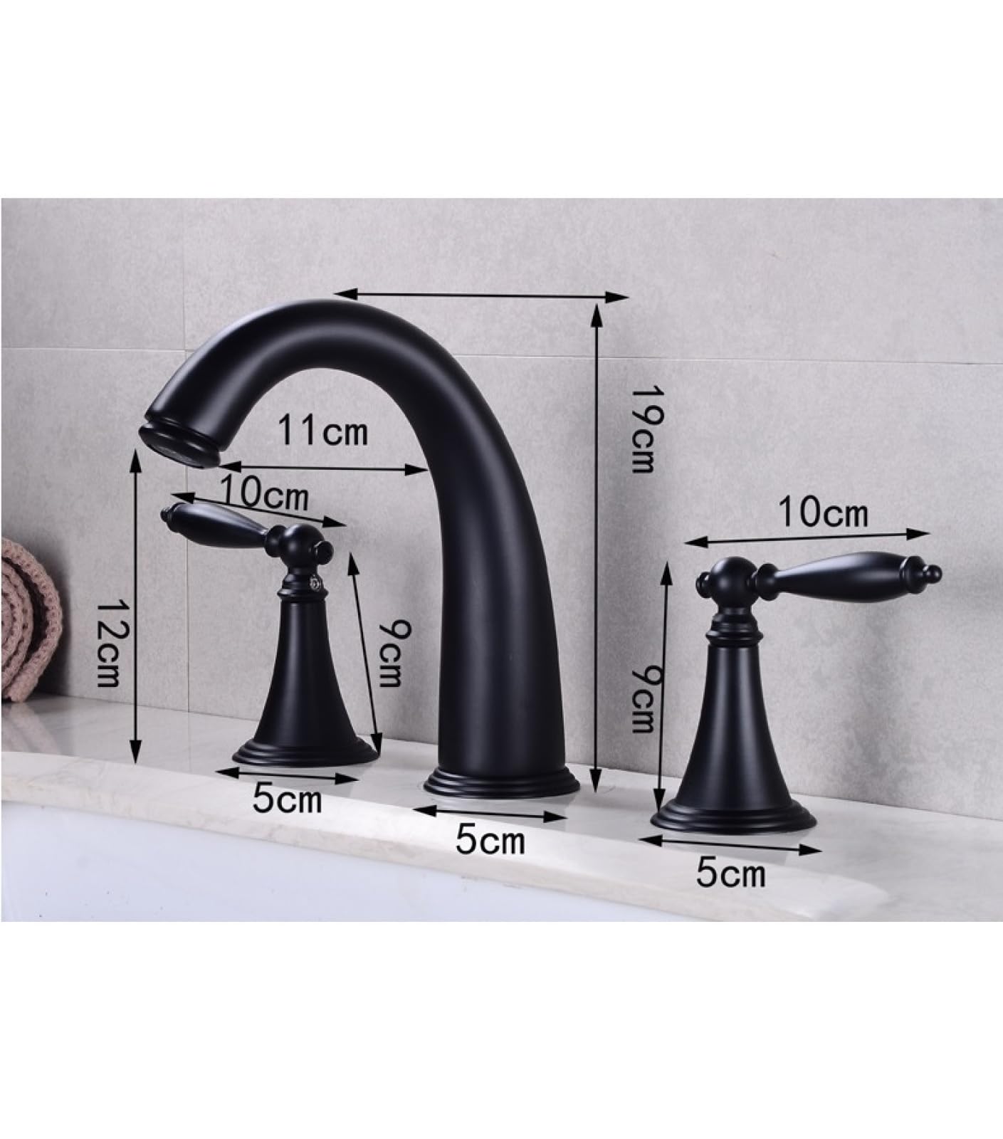 Amazon | バスルーム水栓三つ穴洗面器 湯水蛇口 ダブルハンドル 分割三