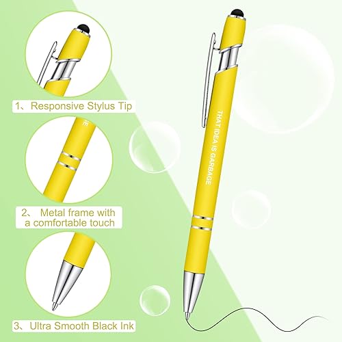 Miniatura 3 de Eersida Divertidos bolígrafos insultantes con citas quejas, bolígrafos de oficina con vibrantes negativos, bolígrafos pasivos con toque macarrón