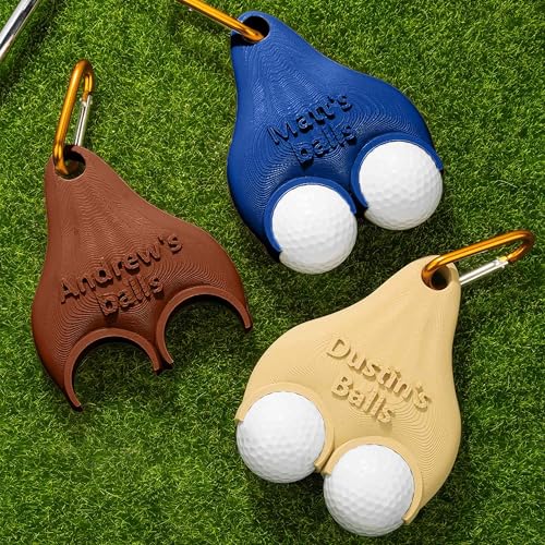 BYFDIY Personalized Name Golf Ball Holder with Clip 3D Printed Custom Funny Golf Ball Holders for Bag Belt Can Holds 2 Golf Balls Birthday for Women Men 17 Colors