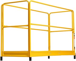 VEVOR 6 Foot Scaffolding Safety Guardrail, Rustproof Solid Carbon Steel Scaffold Guard Rail of 55.4 lbs Load Capacity, Baker Style Metal Guardrails Accessory System for Scaffolding Platform, Yellow