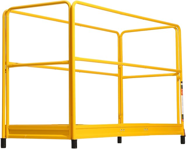 VEVOR 6 Foot Scaffolding Safety Guardrail, Rustproof Solid Carbon Steel Scaffold Guard Rail of 55.4 lbs Load Capacity, Baker Style Metal Guardrails Accessory System for Scaffolding Platform, Yellow