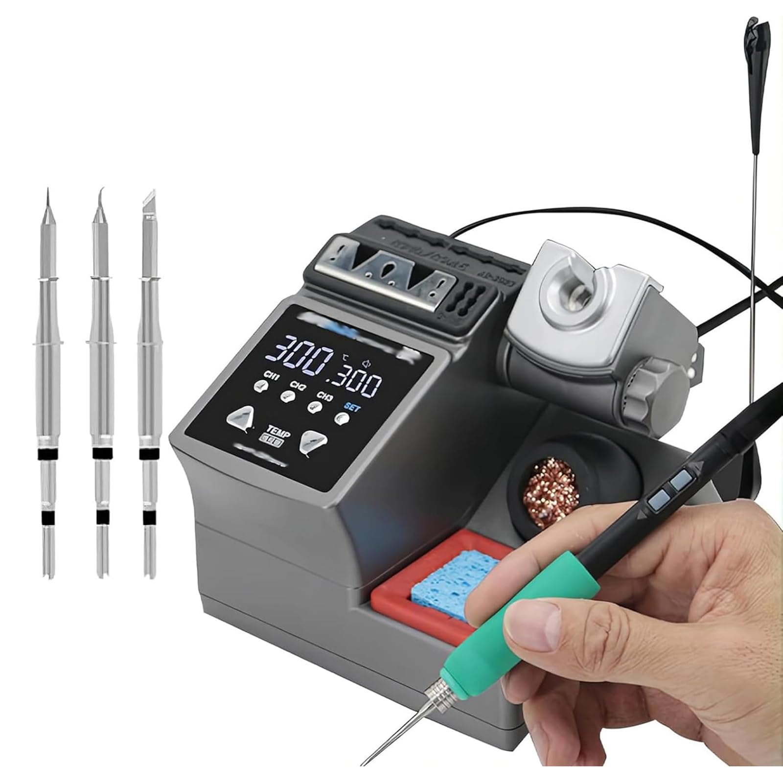 Kit Stazione Saldante di Precisione, Stazione Saldante Ad Alta Precisione da 120 W con 3 Punte per Saldatore, Regolabile 100-450 ℃, per Saldatura/Filo