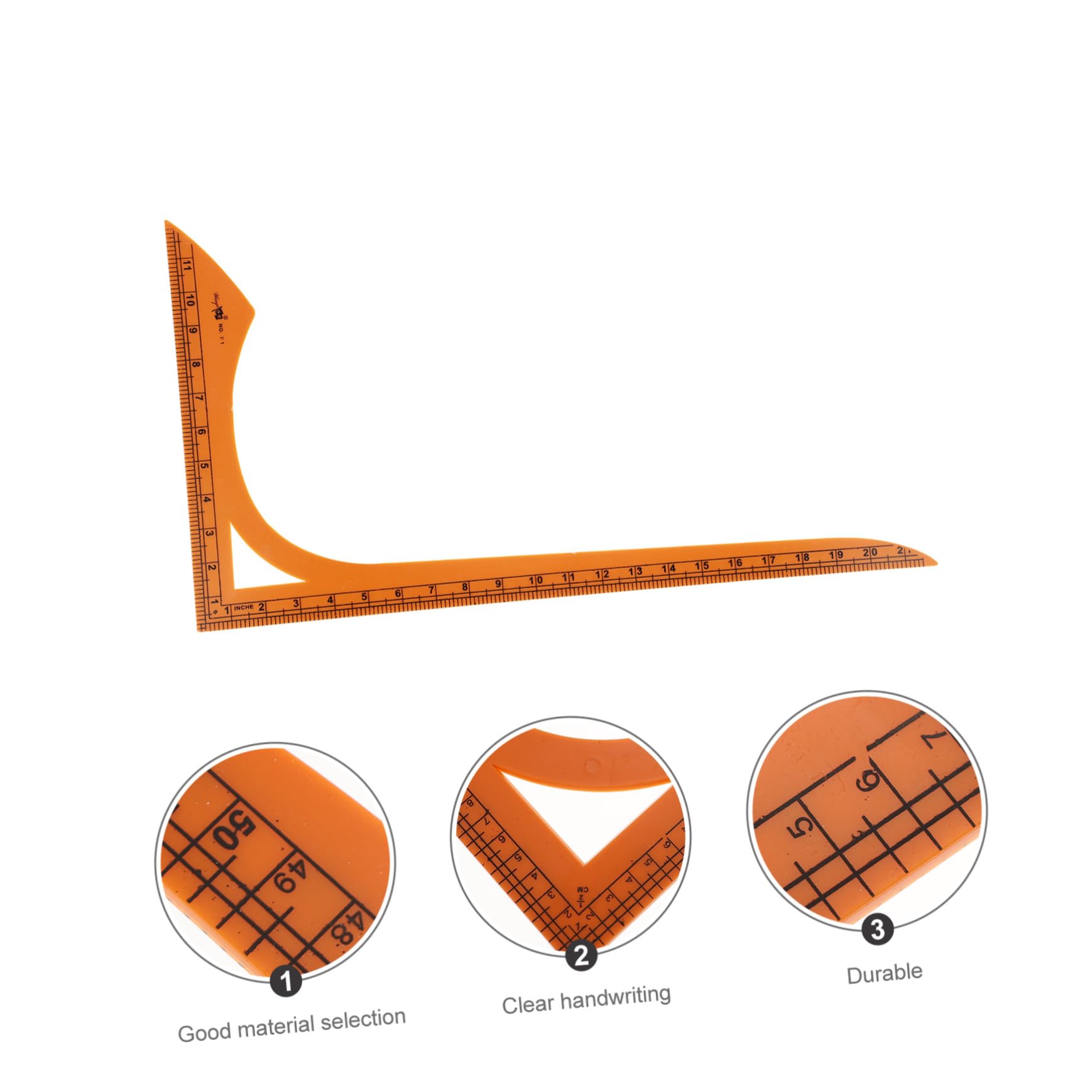 Regla de Costura en Forma de L Grande Naranja de Plástico | Doble Escala, Borde sin Rebabas y Escala Clara, para Costura y Confección de Ropa
