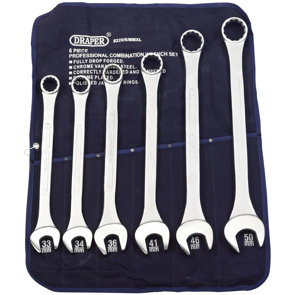 Draper 31167 Heavy Duty długi wzór metryczny zestaw kluczy płasko-oczkowych, 6 sztuk