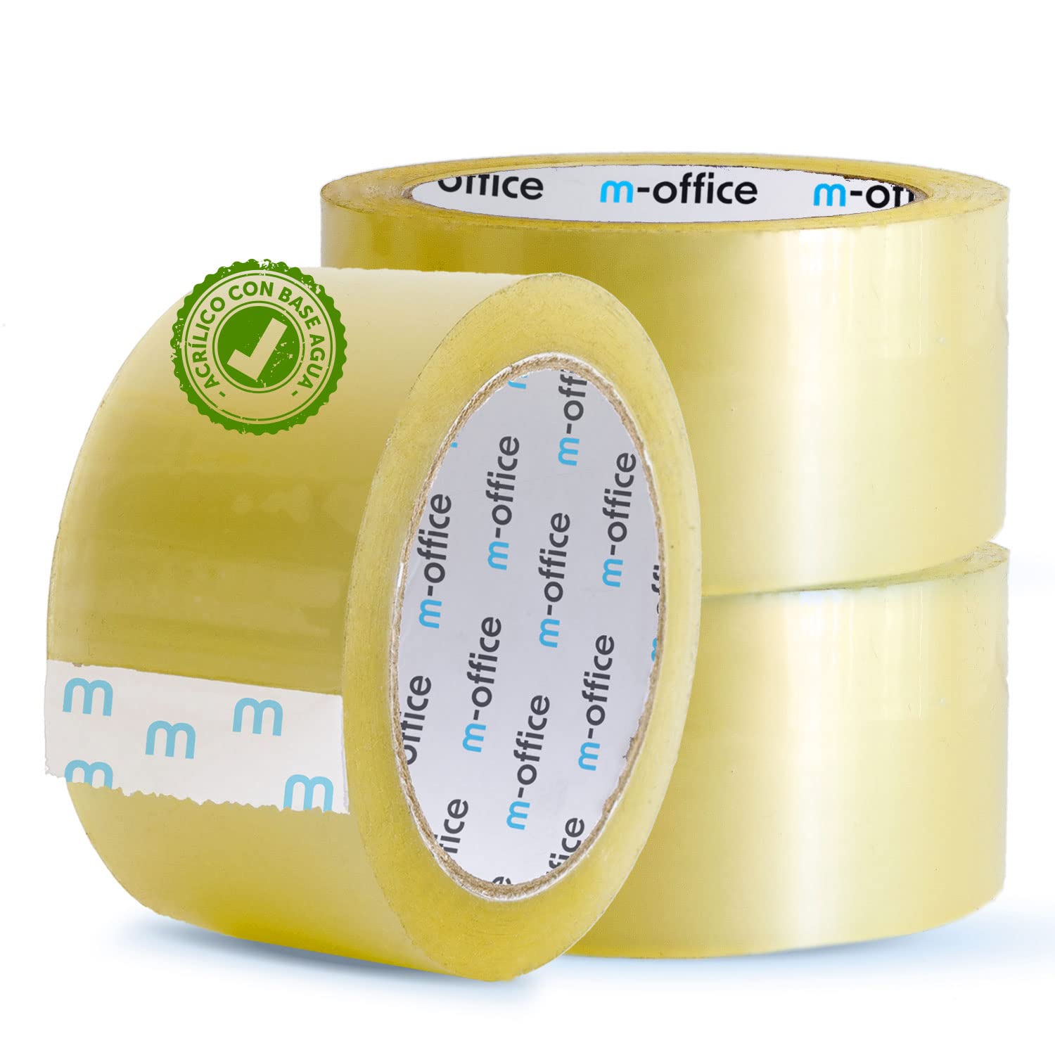 m-office Clear Tape Self Adhesive Packing Tape for Cartons, Shipping, Moving and Crafts, Safe and Durable Transparent Paper (36mm x 66m, x3)