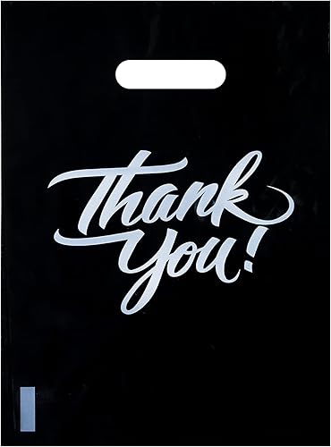 Miniatura 2 de Bolsas de mercancía de agradecimiento negras y plateadas de 9 x 12 pulgadas, asas troqueladas, bolsas de compras al por menor para boutique, bolsas