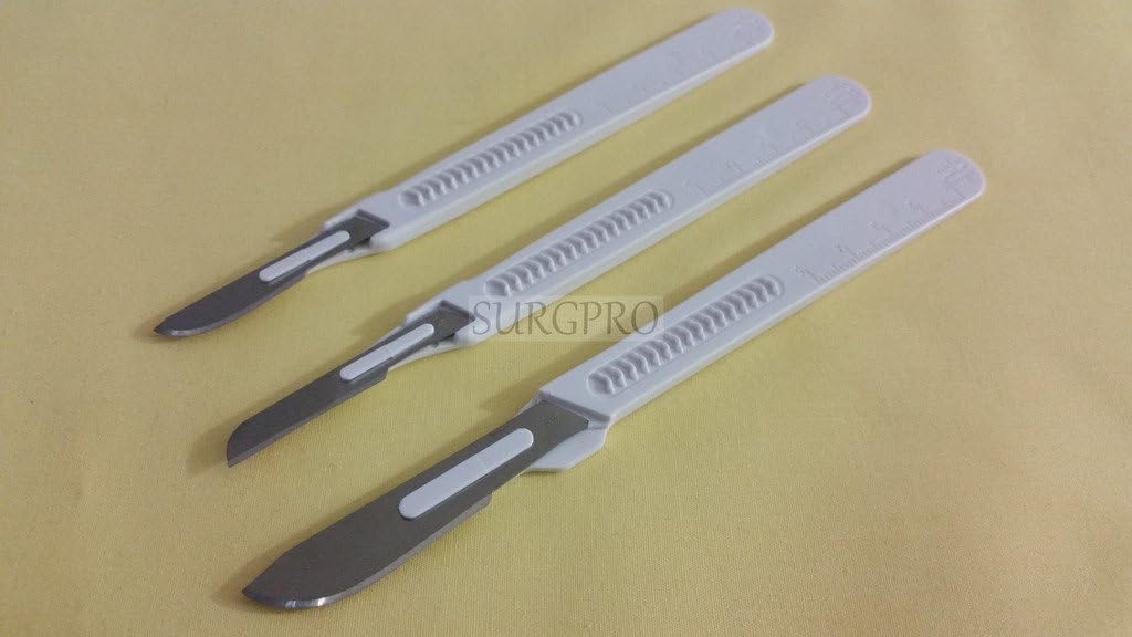 Set Of 6 Assorted Sterile Disposable Scalpels #10#16#22, Plastic Handle, Individually Foil Wrapped (DH BRAND)