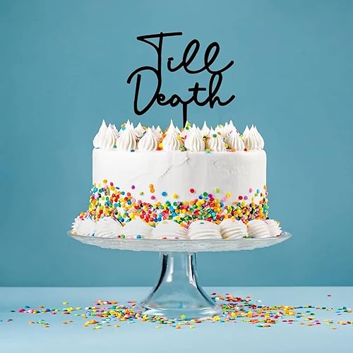 Miniatura 5 de Decoración acrílica personalizada para tartas de boda, silueta negra hasta la muerte, decoración de tartas, suministros de fiesta para boda,