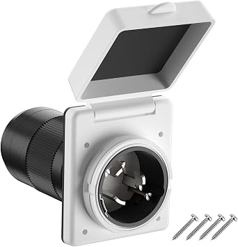Kohree 50 Amp RV Plug Twist Lock Inlet, Shore Power Inlet Plug NEMA SS2-50P 125V/250V RV Power Receptacle for Marine Boat Trailer Camper Shed, ETL Listed | NEMA SS2-50P, 125V/250V, with 3 Steel Pins and Screws, Shore Power Inlet Plug, For Marine Boat Trailer Camper, ETL Listed