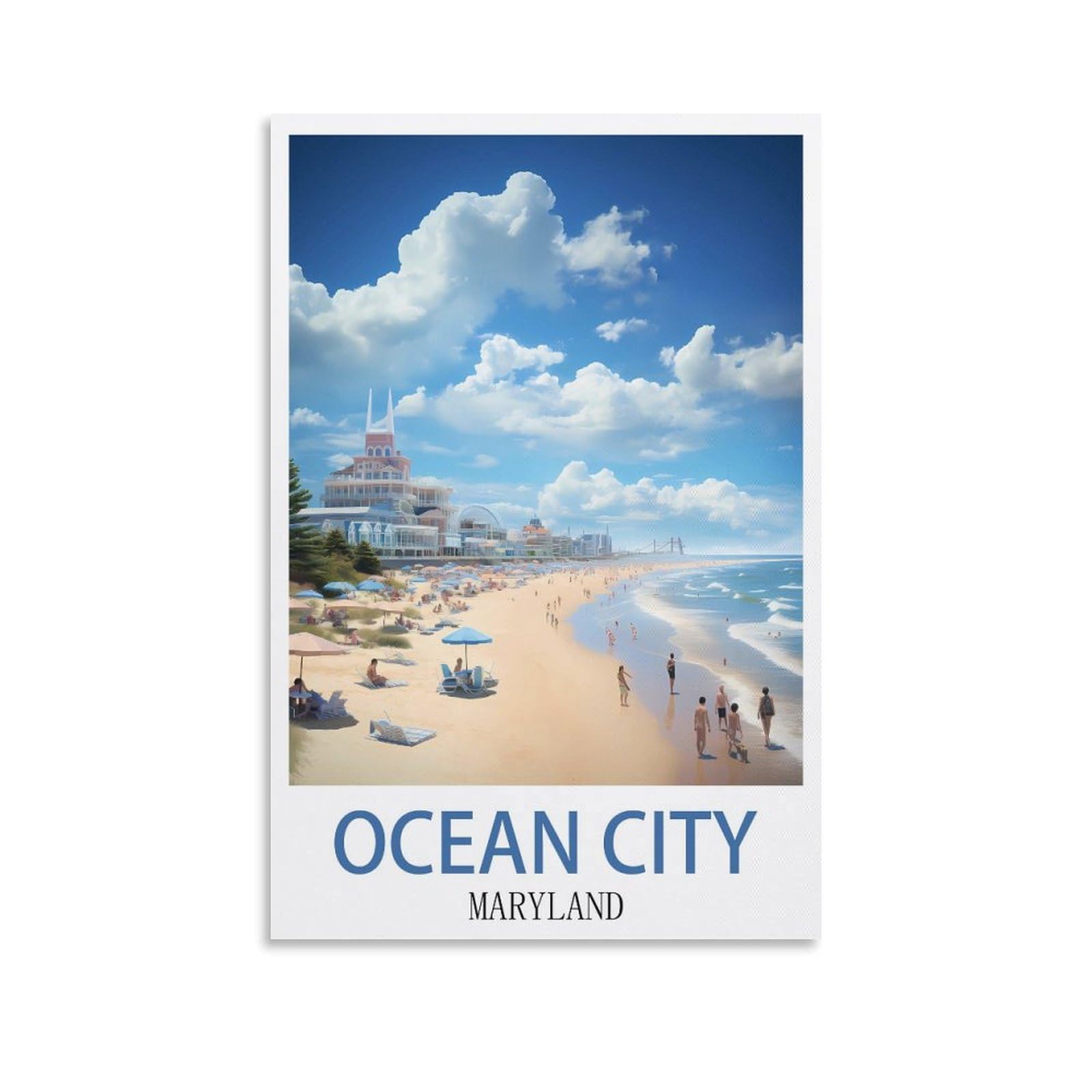 EZMLFA 5D Diamond Painting Kits for Adults,Ocean City Marylands,Diamond Painting,Landscape Gem Art Kits Adult and Crafts Home Decor 50x60cm
