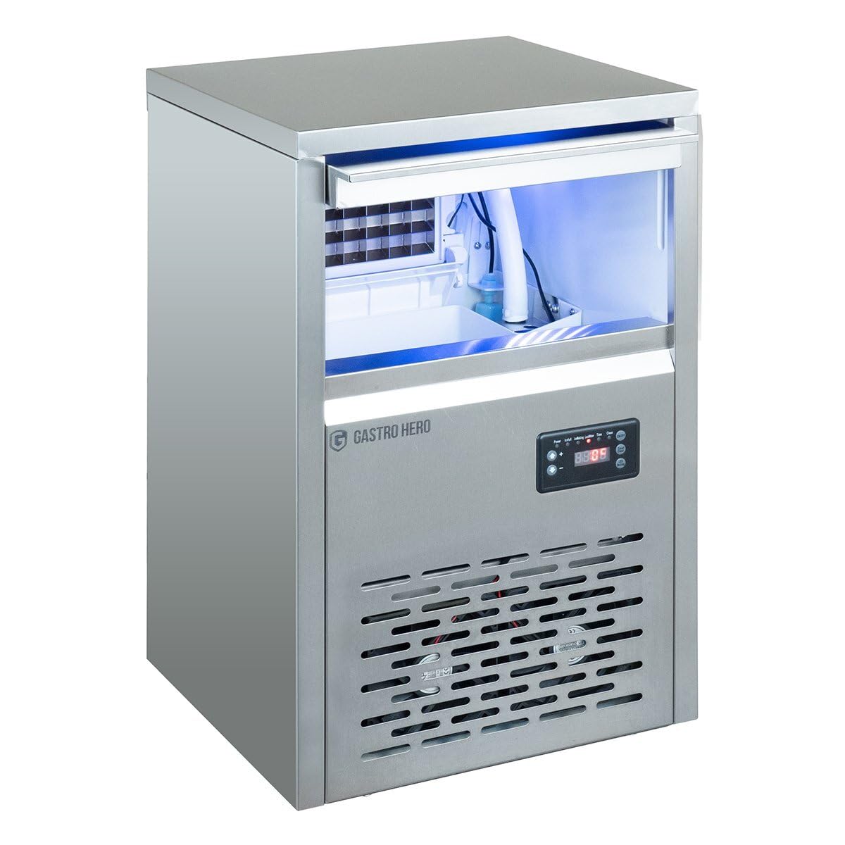 GastroHero Eiswürfelbereiter ECO 40 kg Vollwürfel Eiswürfelmaschine Edelstahl Eismaschine 40 kg/24h Eisbereiter Gastro luftgekühlt Vorratsbehälter 10 kg