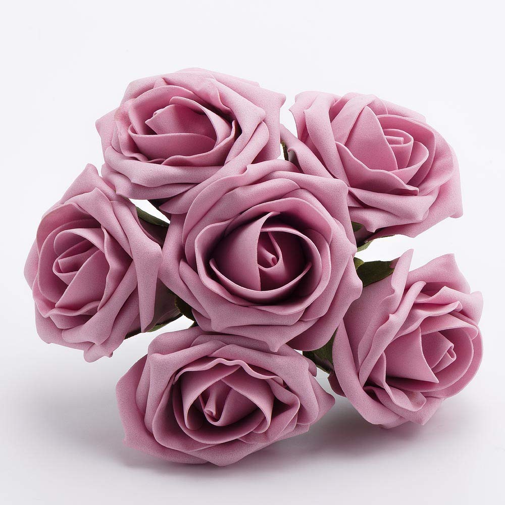 Italian Options Dusky Pink Colourfast Artificial Foam Rose Flowers Wedding Bouquet, 5Cm,