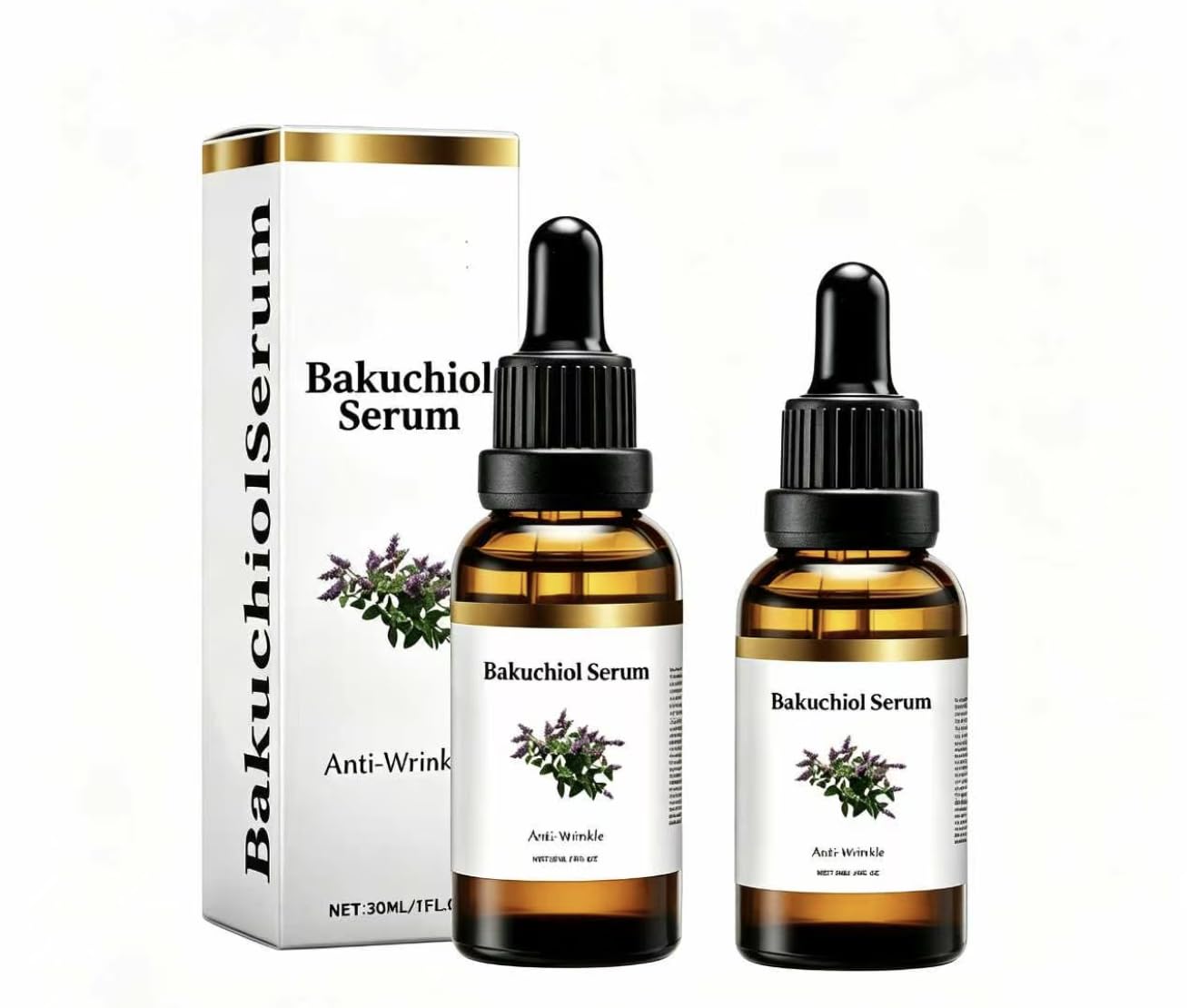Olio di bakuchiol biologico spremuto a freddo, siero idratante per il viso, olio viso leggero idratante e rassodante, trattamento naturale anti-età per tutti i tipi di pelle.,2PCS