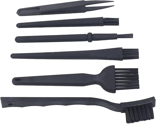 Miniatura 8 de Cepillo de limpieza antiestático de 6 piezas, cepillo portátil de nailon antiestático con pinzas, teclado de cerdas duras, cepillo de limpieza para