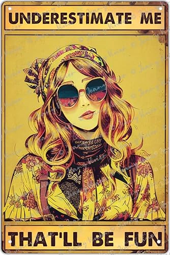 Miniatura 1 de Underestimate Me That'll Be Fun - Cartel de metal con texto en inglés «Underestimate Me That'll Be Fun», frase divertida para mujeres, BFF para
