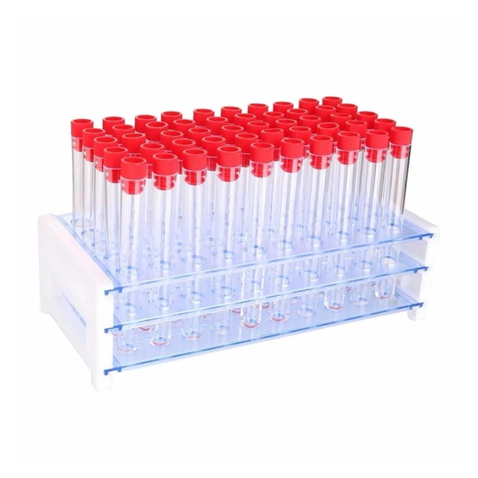Röhrchen – 13 x 100 mm klares Reagenzglas-Set mit Kappen und Gestell
