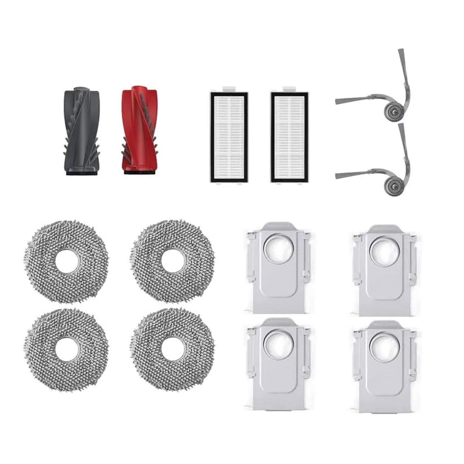 PORRSYDCD Main Roller Side Brush Hepa Filter Mop Cloth Dust Bag Accessories，Compatible With Roborock Qrevo Curv / P20 Pro Robot Vacuum Cleaner Parts(14pcs)