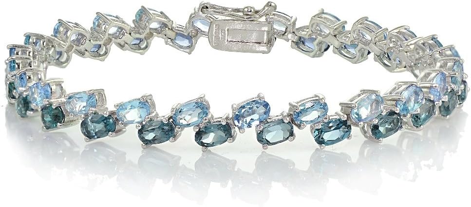 Ice Gems Sterling Silver London Blue Topaz and Blue Topaz 2-Row Bracelet