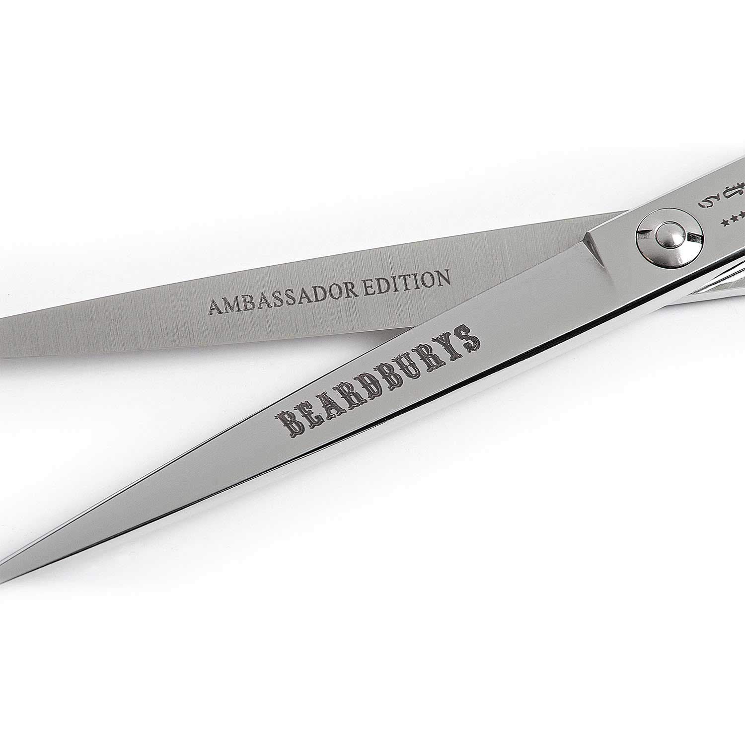 Beardburys Tijeras de Corte Takimura 7”, Tijeras de Barbería, Acero Inoxidable Japonés, Forma Ergonómica Offset