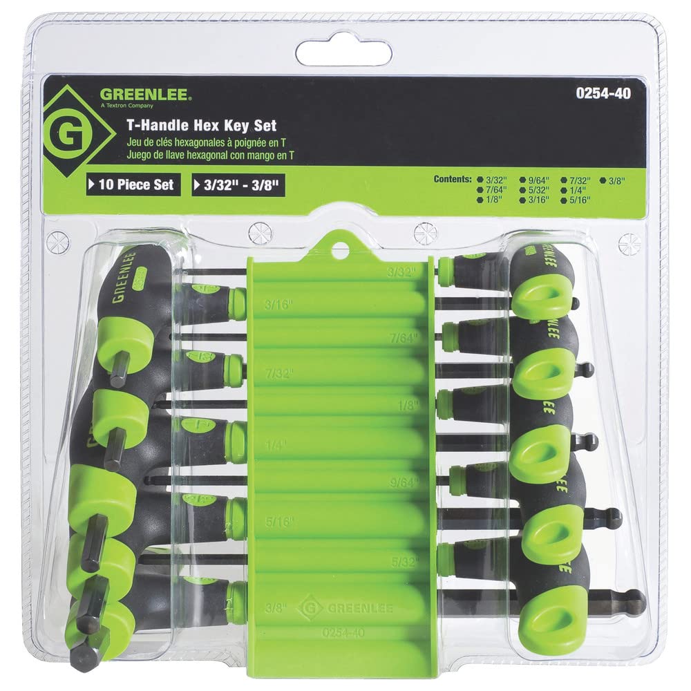 0254-40 - T-Handle Wrench Set, 10-piece set - Greenlee Hex