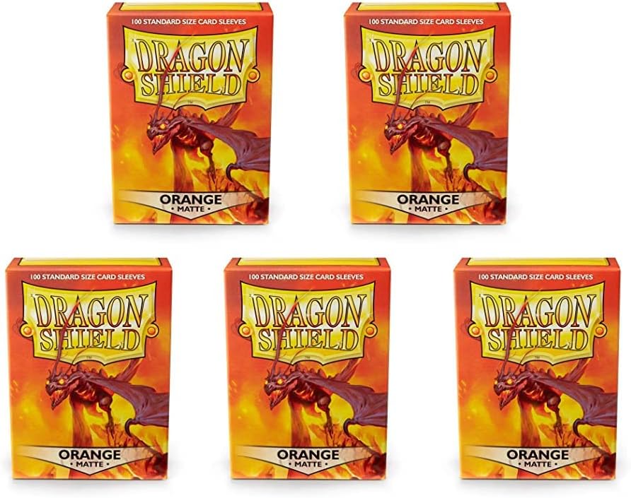 5 Packs Dragon Shield Matte Orange Standard Size 100 ct Card Sleeves Value Bundle!