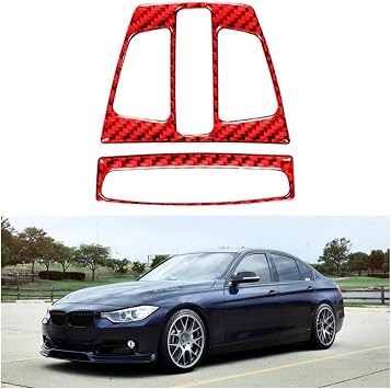 Compatible with BMW 3 Series GT F30 F34 2013-2018 Accessories Carbon Fiber Interior Car Roof Reading Light Panel Trim Frame Cover Stickers Color RED