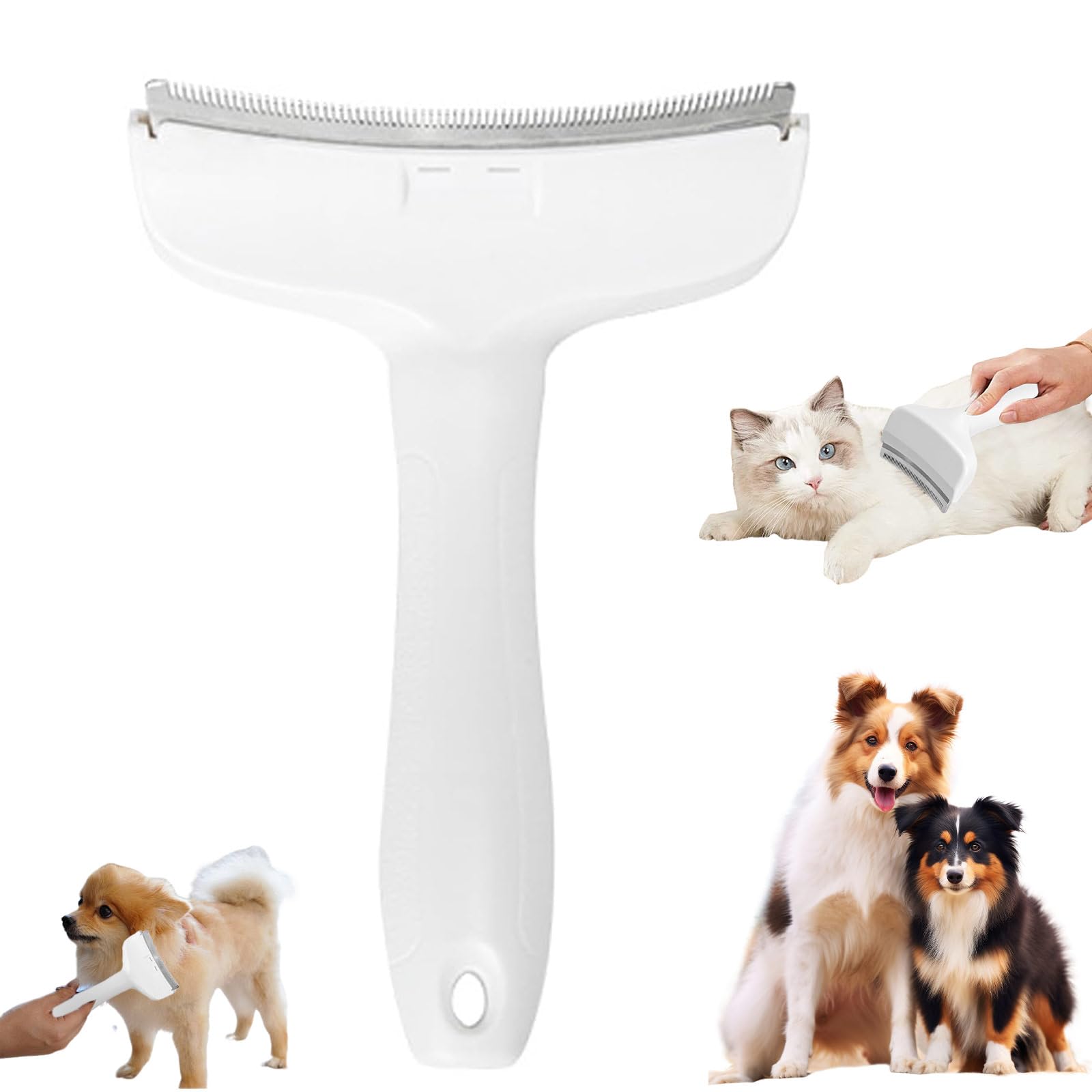 V-Tooth Deshedding Comb, Dog & Cat Grooming Brush for Shedding, Creative Curved - Head Hair Cutter For Pet,Tight V-shaped Teeth Shedding Comb for Pet (white, L)
