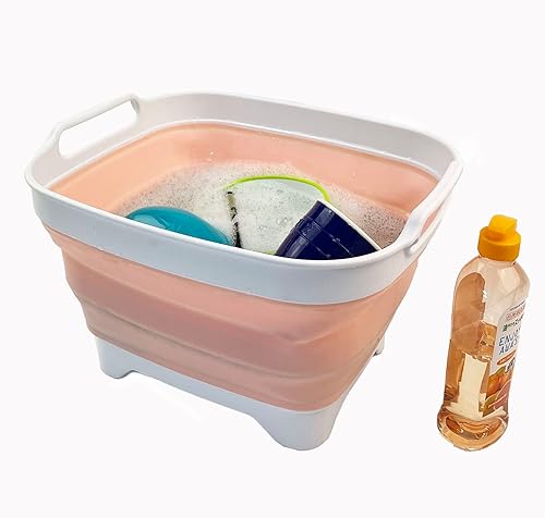 Miniatura 5 de SAMMART Sartén plegable de 7.5 L (2 galones) con tapón de drenaje, lavabo de lavado plegable, tina portátil para lavar platos, ahorro de espacio