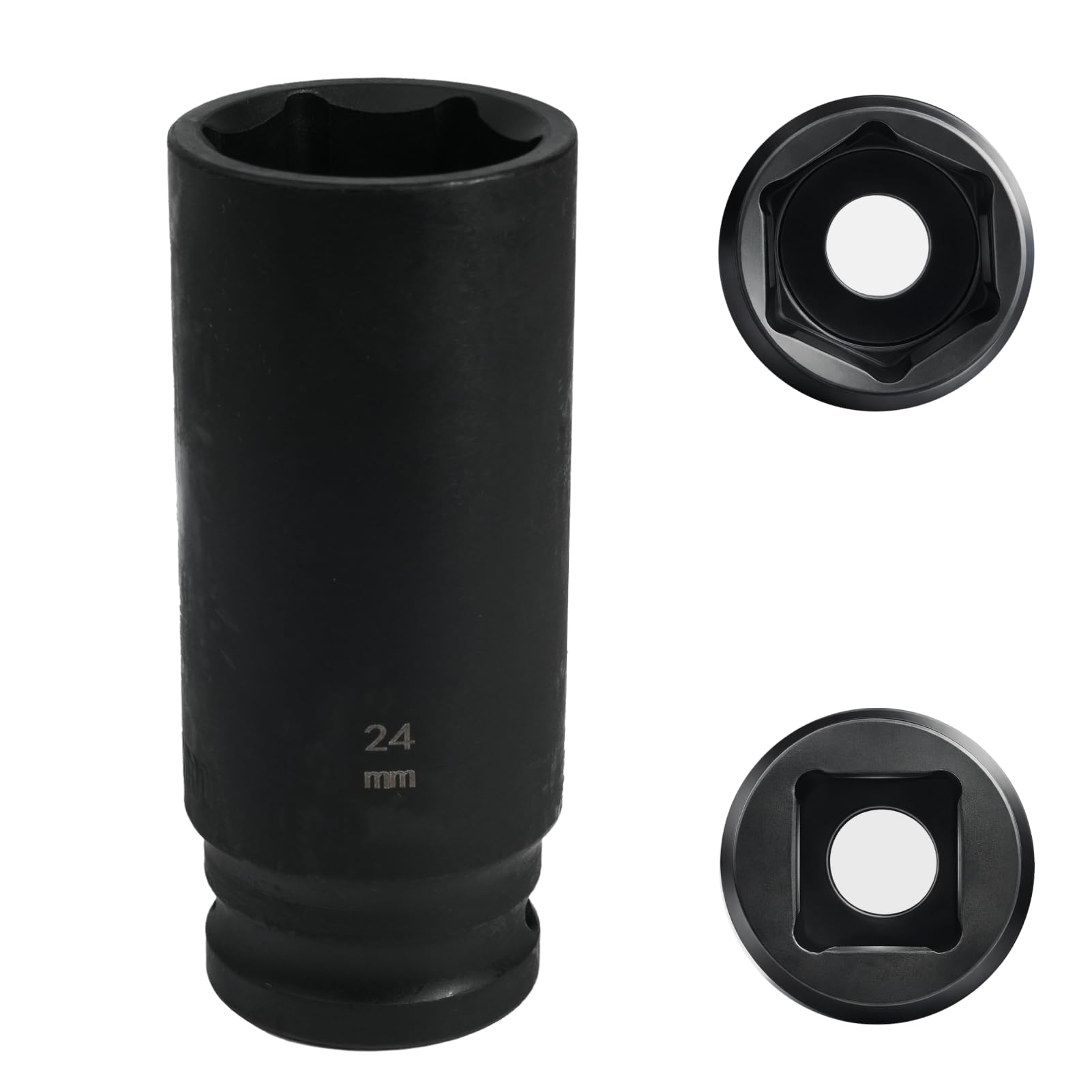 Flewdart nuss 24mm lang 1/2 zoll sechskant, 6 kant sechskant nuss 24 mm 1/2'', ratsche mit nuss 24mm, 78mm lang, Chrommolybdänstahl, CR-MO