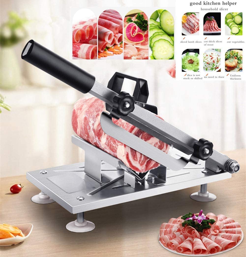 Cortadora de Carne para Uso doméstico o Comercial, cortadora Manual de Carne congelada, Carne de Acero Inoxidable para Uso doméstico y Comercial, Rollo de Cordero, Carne, Queso, co