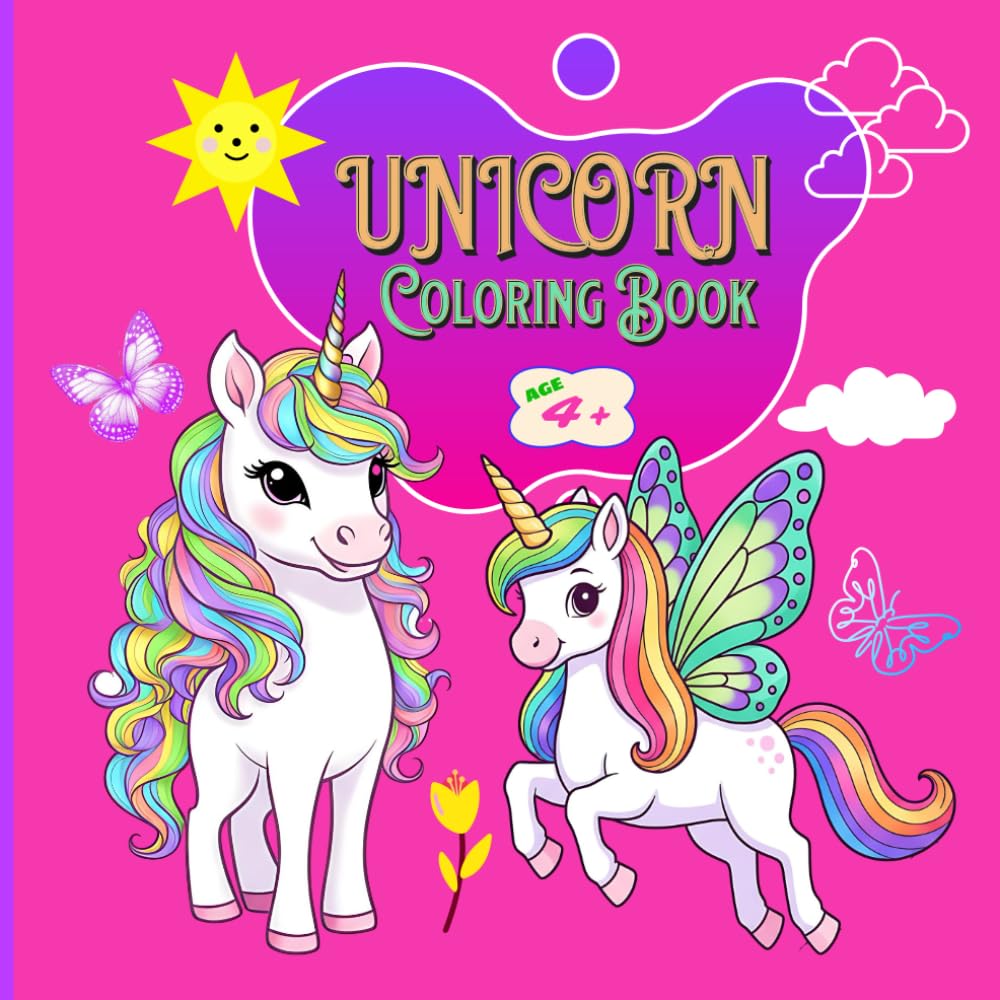 Unicorn Coloring Book : Cute and Magical Unicorn Coloring Pages for Kids Ages 4–8: Unicorn Coloring Book for kids