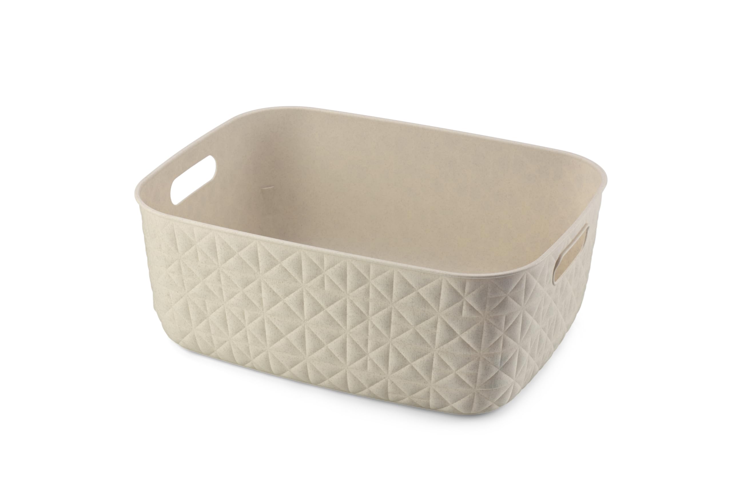 CURVER Softex 12.5 Litre Storage Basket, Elegant Design, Lightweight, Stackable and Practical, 100% Recycled, 37 x 29 x 14 cm, Cream