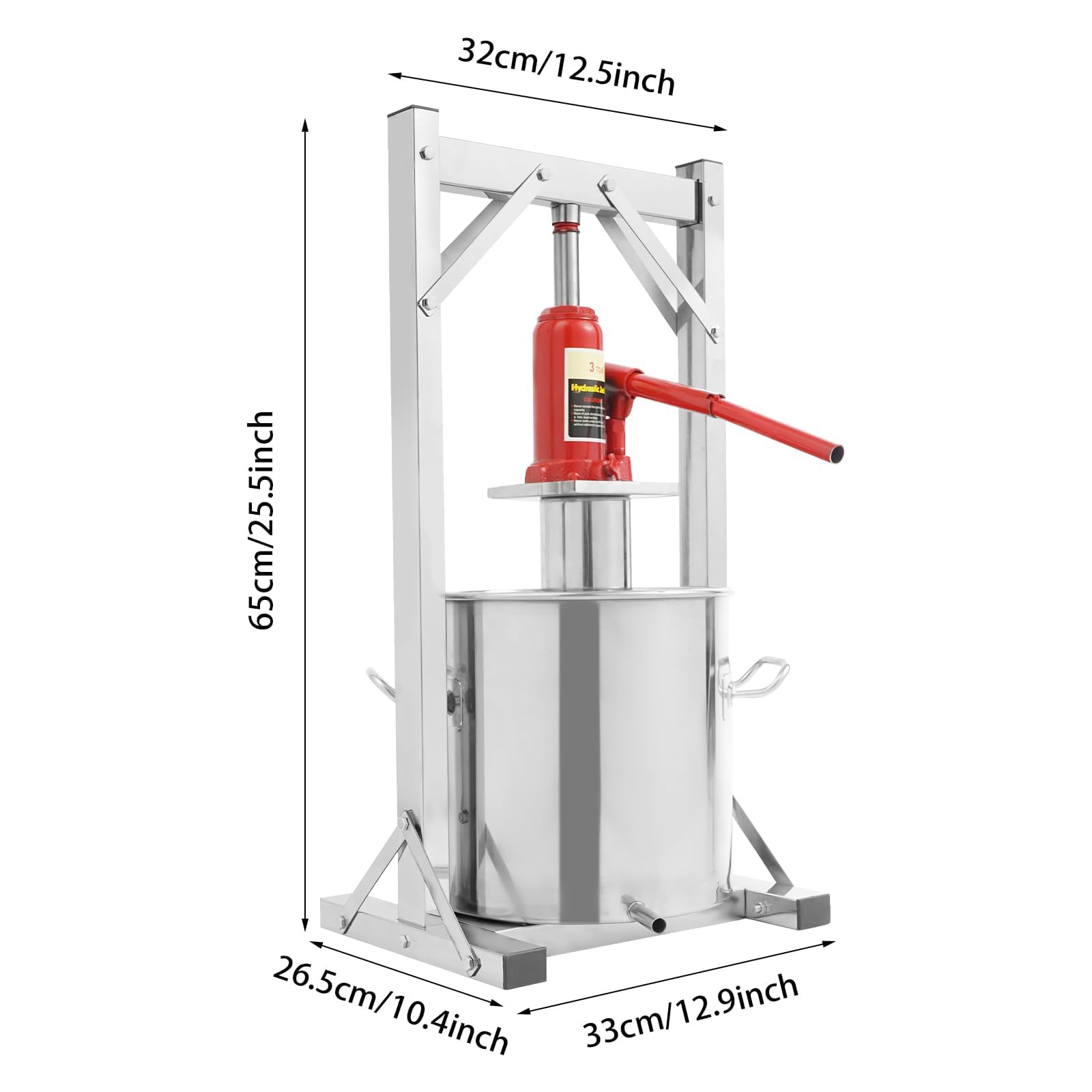 Ręczna wyciskarka do wina, sokowirówka hydrauliczna 12 l, stal nierdzewna, do wyciskania soku, cydru, wina, oliwy z oliwek, kompaktowa konstrukcja do użytku domowego