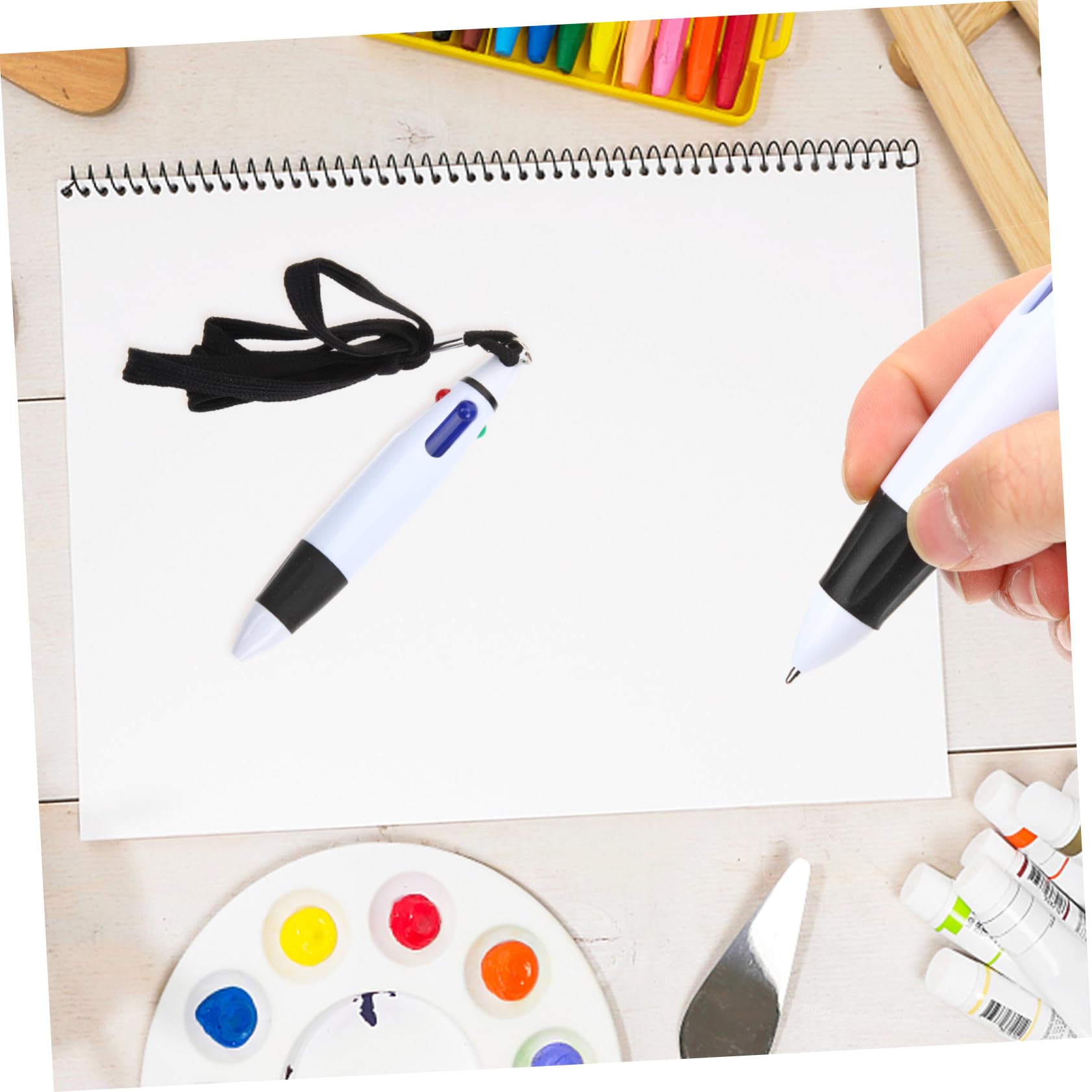 NUOBESTY 4 Ensembles Stylo À Bille Accessoires Stylos Noirs Pointe Fine Recharges Stylos À Lanière Surligneurs Multi Décor Effaçables Rétractable Plastique Black 10 Pièces * 4