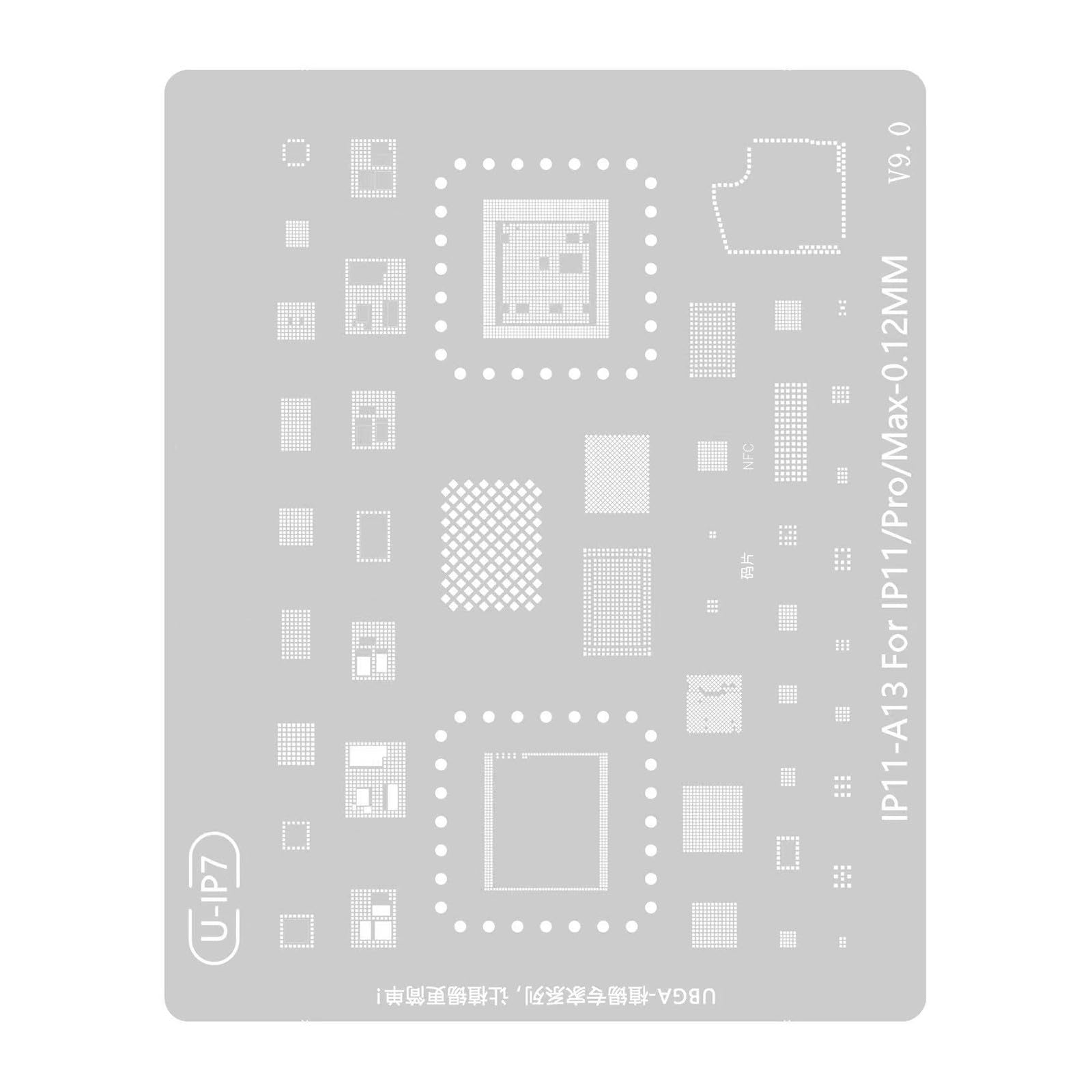 Hdoytxxm 11 Reballing Stencil Template Tin Planting Soldering Net Maintenance Electronics Fixing For 15 14 13 12 Phone Chip Repair Template