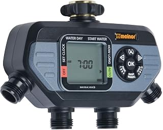 Melnor 73280 4-Zone Digital Hose Timer - Flexible 4 Daily Cycles, Large Screen, Rain Delay & Moisture Sensor Ready